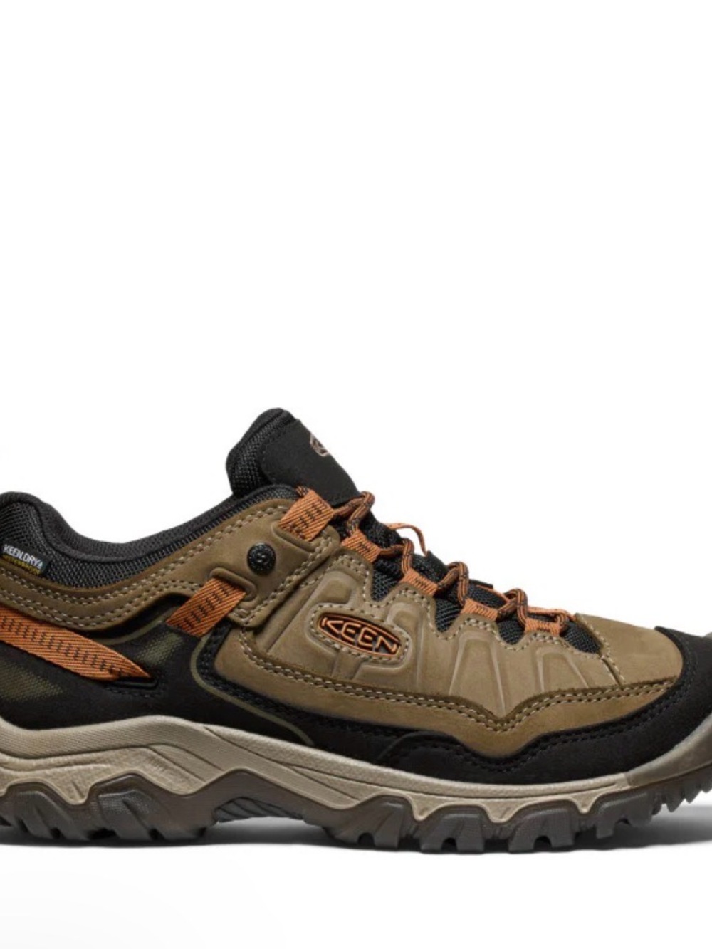 Keen Brown and Black Low-Profile Hiking Shoe with Orange Accents.  Never worn.